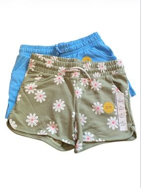 Two Cat & Jacks Shorts: One Blue and One Sage Green Daisy Print NWT Size 10/12